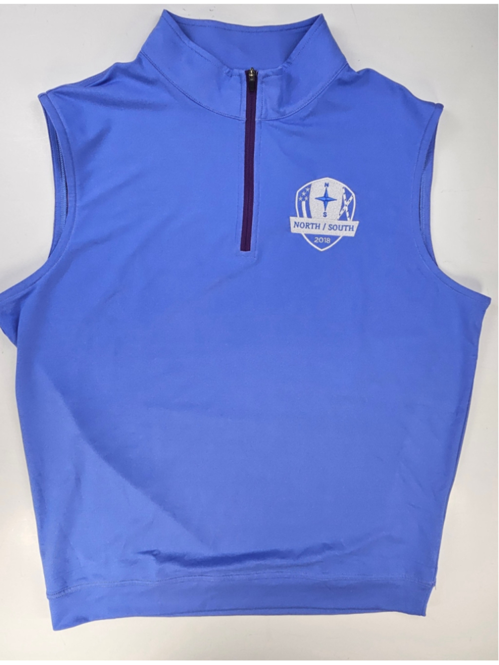 Peter Millar Crown Sport Vest Mens L Blue North South 2018 Golf 1/4 Zip Stretch